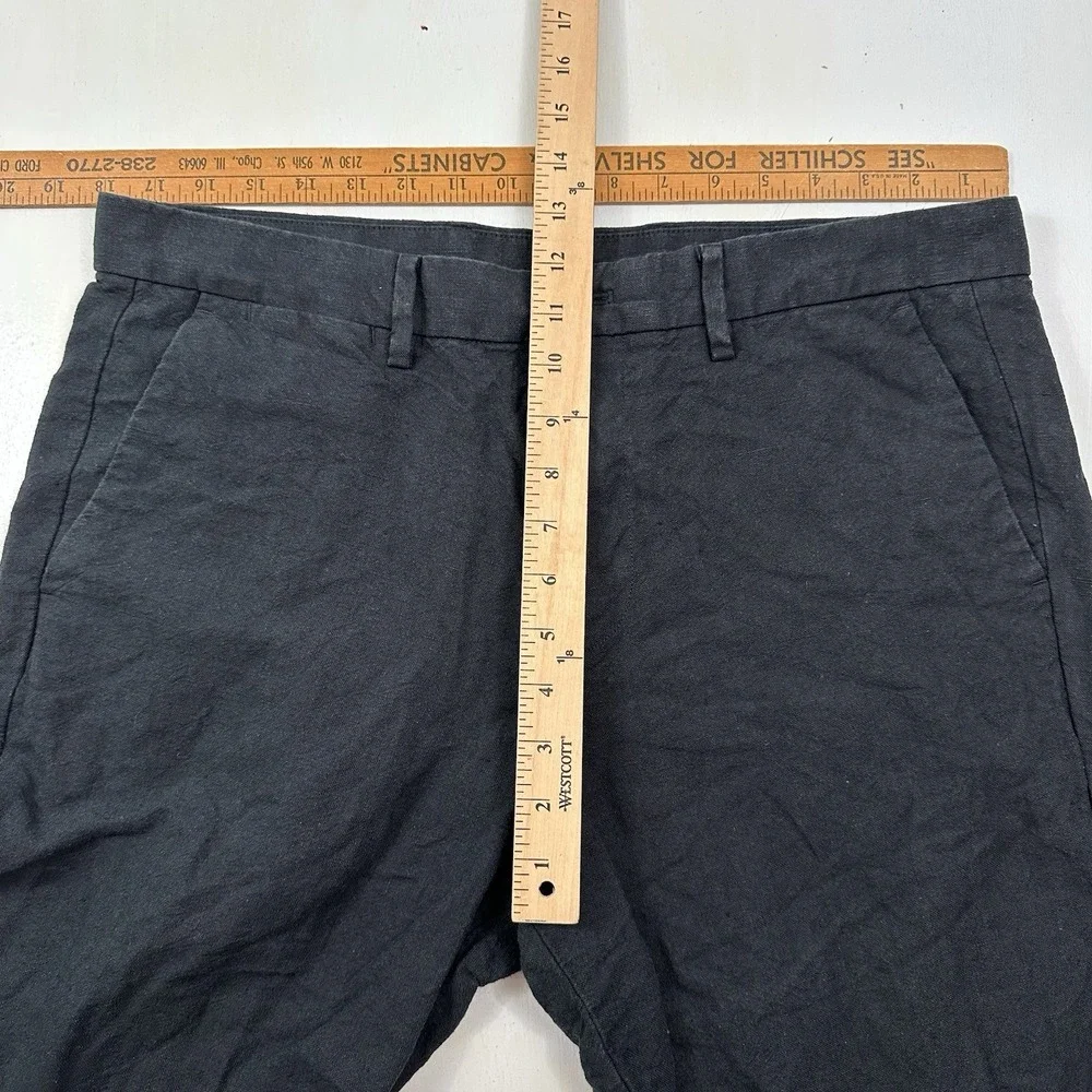 GAP Black Thick Linen Cotton Pants Men Actual 36x32 Slim Leg Trousers Chino‎